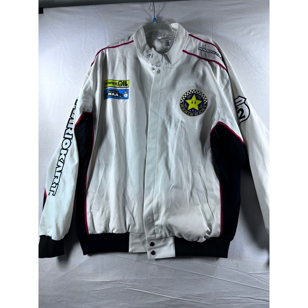 Nintendo Mario Kart‎ Racing Bomber Jacket Mens XL White Isaac Morris XKP052AMNTG